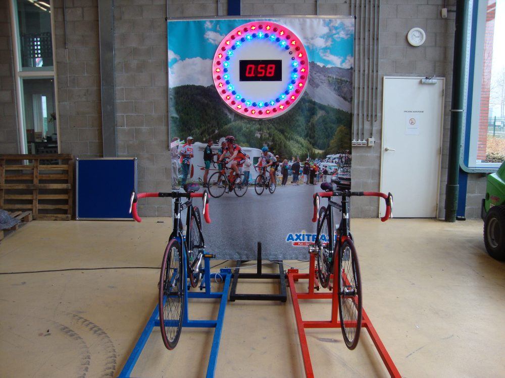 Wielrenfiets simulator ronde van frankrijk huren Renrad Fahrrad simulator Frankreich vermietung